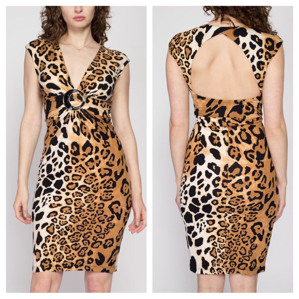 Cache Y2K leopard print dress